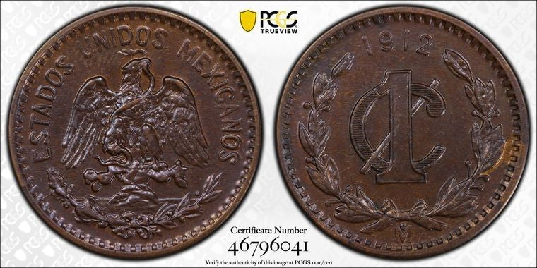 1912-Mo Mexico 1 Centavo PCGS MS64BN Lot#G4135 Choice UNC!