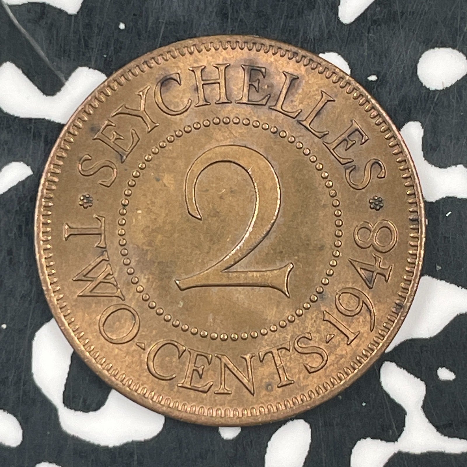 1948 Seychelles 2 Cents Lot#F7812 High Grade! Beautiful!