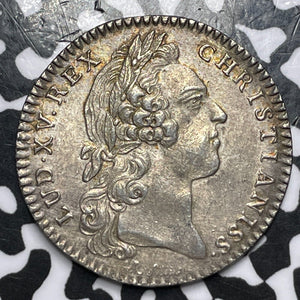 1758 France Louis XV 'Sic Foedera Sancit' Jeton Lot#JM6840 Silver! 29mm