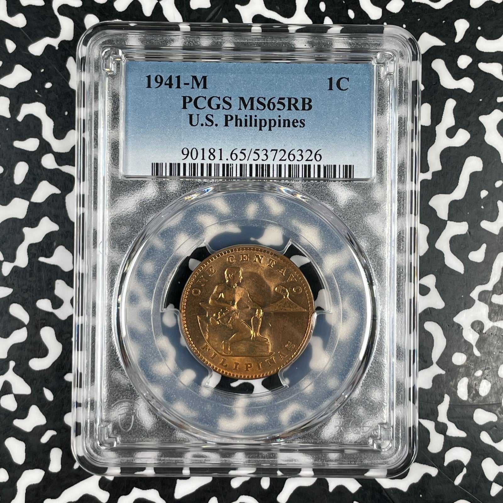 1941-M U.S. Philippines 1 Centavo PCGS MS65RB Lot#G3871 Gem BU!