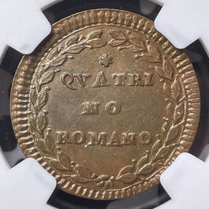 1785 Papal States 1 Quattrino NGC Reverse Scratch-UNC Details Lot#G9020