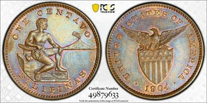 1904 U.S. Philippines 1 Centavo PCGS MS63BN Lot#G8332 Choice UNC!