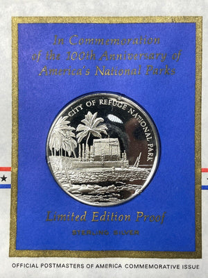 1972 U.S. City Of Refuge National Parks Centennial FDC Medal Lot#B2101 Silver!