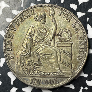 1886-TF Peru 1 Sol Lot#JM8665 Large Silver! Nice!