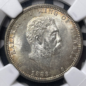 1883 Hawaii 25 Cents NGC MS63 Lot#G8613 Silver! Choice UNC!