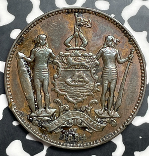 1884 British North Borneo 1 Cent Lot#T9895 Rim Nick