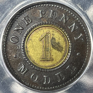 Undated G.B. Victoria Model 1 Penny Token ICG MS62 Lot#G115 Nice UNC!