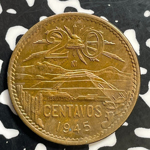 1945-Mo Mexico 20 Centavos Lot#T0402 High Grade! Beautiful Toning!