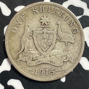 1915 (L) Australia 1 Shilling Lot#T1559 Silver! Better Date