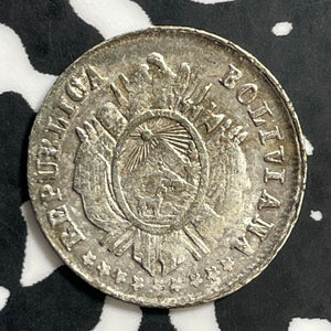 1877 Bolivia 5 Centavos Lot#E8797 Silver! High Grade! Beautiful!