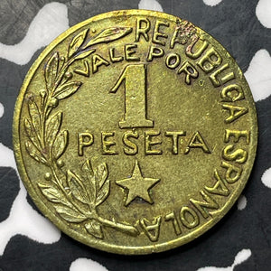 1937 Spain Civil War Menorca 1 Peseta Lot#MK319