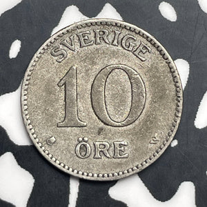 1911 Sweden 10 Ore Lot#C0908 Silver!
