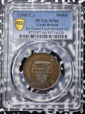 (19th C.) Great Britain Sir Robert Cecil Medal PCGS SP66 Lot#G9418 Gem BU!