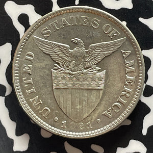 1921 U.S. Philippines 50 Centavos Lot#T5199 Silver! Nice!