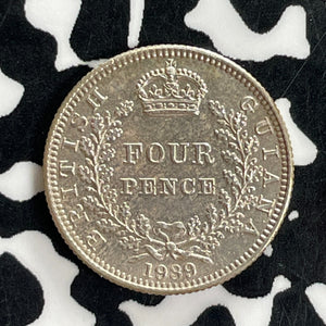 1939 British Guiana 4 Pence Lot#C1073 Silver! High Grade! Beautiful! Low Mintage