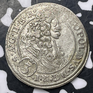 1696-CB Germany Silesia 3 Kreuzer Lot#JM8791 Silver! Nice! KM#516