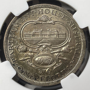 1927 Australia Parliament 1 Florin NGC MS62 Lot#G8783 Silver! Nice UNC!