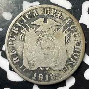 1918 Ecuador 5 Centavos Lot#E9423