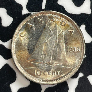 1938 Canada 10 Cents Lot#T7711 Silver! High Grade! Beautiful! Key Date!