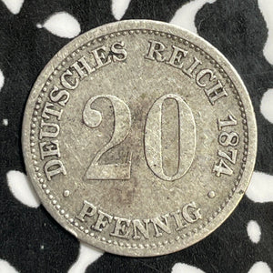 1874-D Germany 20 Pfennig Lot#E5382 Silver!