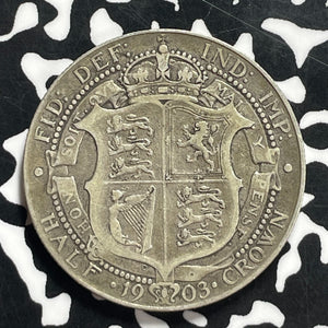 1903 Great Britain 1/2 Half Crown Lot#JM9593 Silver! Key Date!