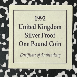1992 Great Britain £1 Pound Lot#B2552 Silver! Proof! W/ Box & C.O.A.