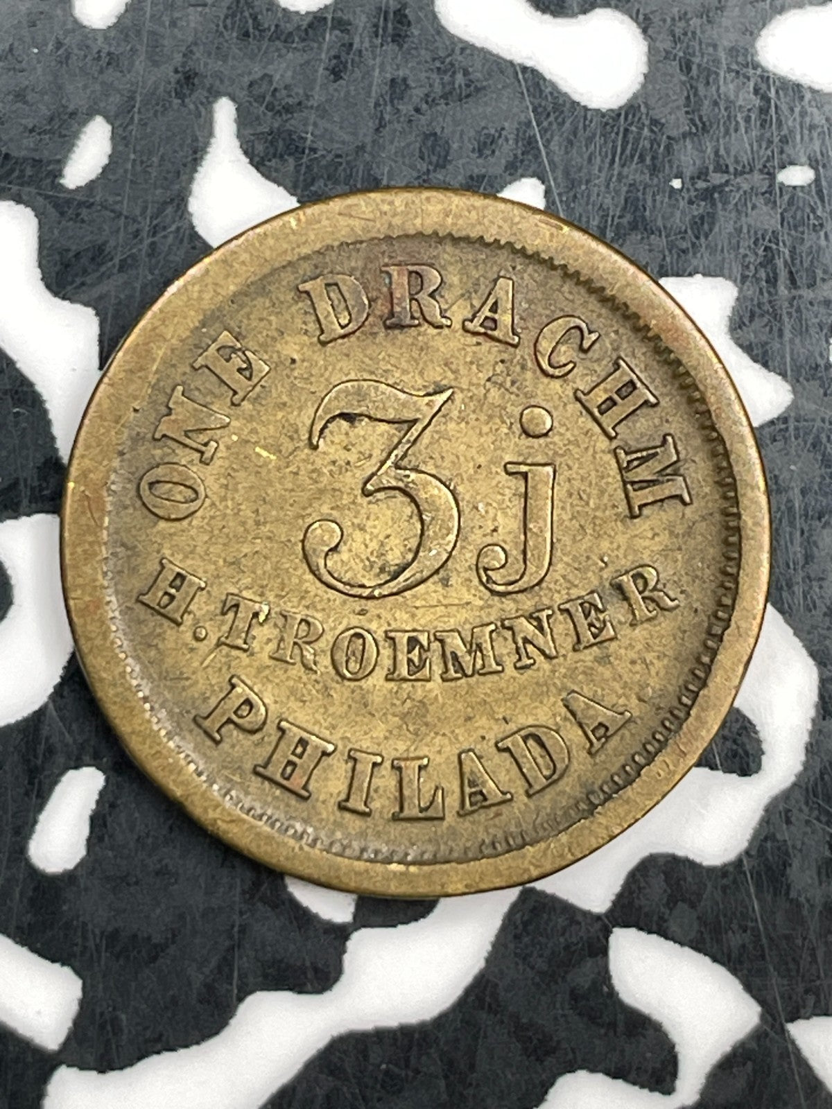 Undated U.S. Philadelphia 1 Drachm 3j Apothecary Token Lot#F6088
