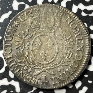 1733-L France 1 Ecu Lot#JM7072 Large Silver Coin!