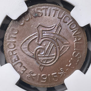 1915 Mexico Chihuahua 5 Centavos NGC MS63BN Lot#G9047 Choice UNC!