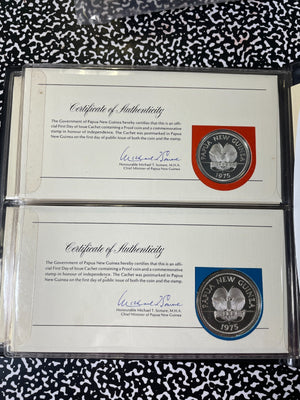 1975 Papua New Guinea 8x Coin Proof Set Lot#B2628 Including Silver! W/ C.O.A.