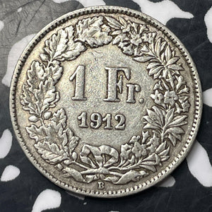 1912 Switzerland 1 Franc Lot#E8247 Silver!