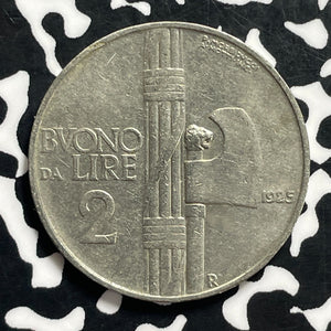 1925-R Italy 2 Lire Lot#C0486 High Grade! Beautiful!