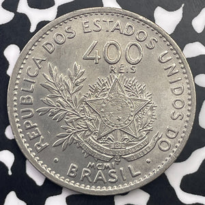 1901 Brazil 400 Reis Lot#C0969 High Grade! Beautiful!
