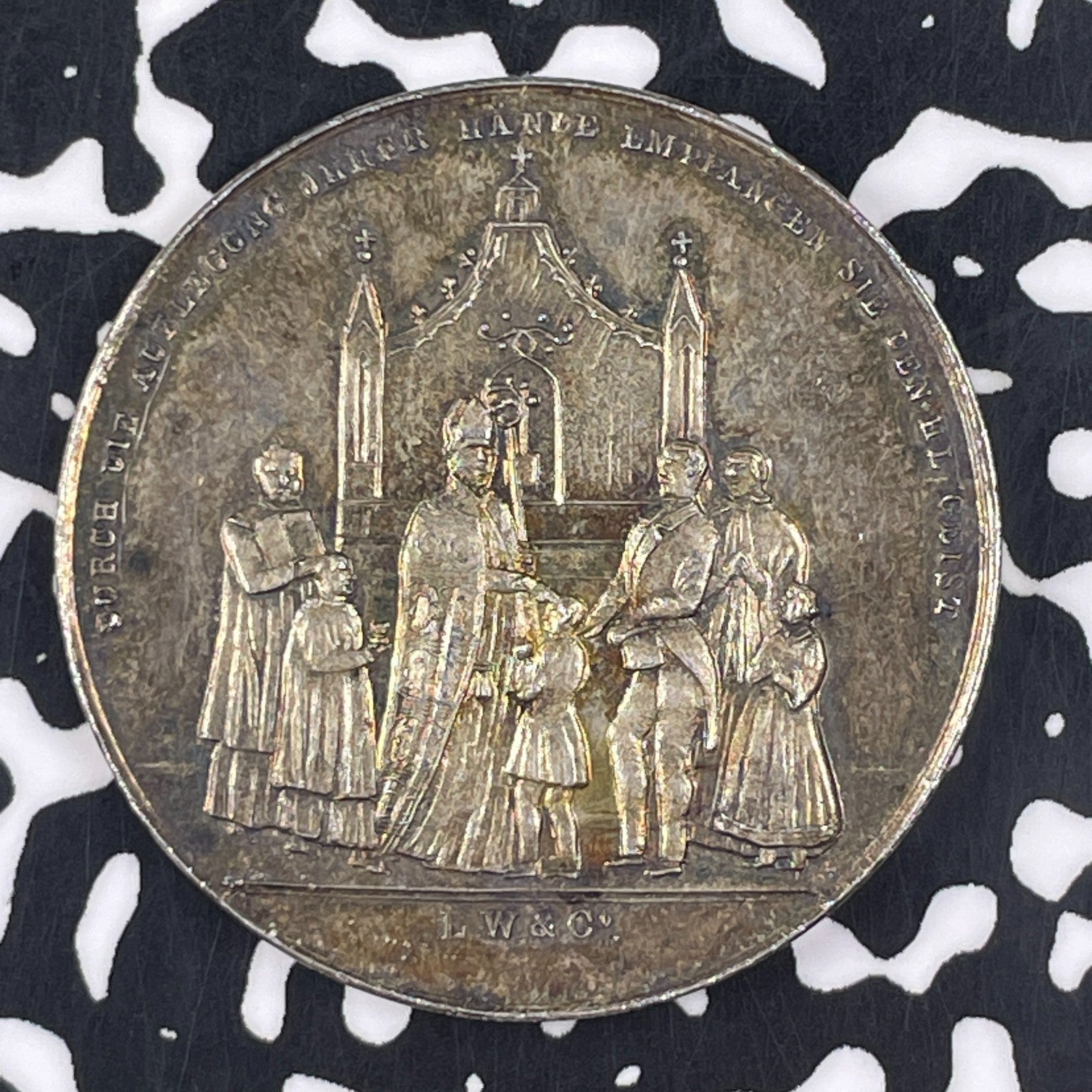 (c.1800) Germany Communion Medal Lot#JM1258 Silver! 35mm