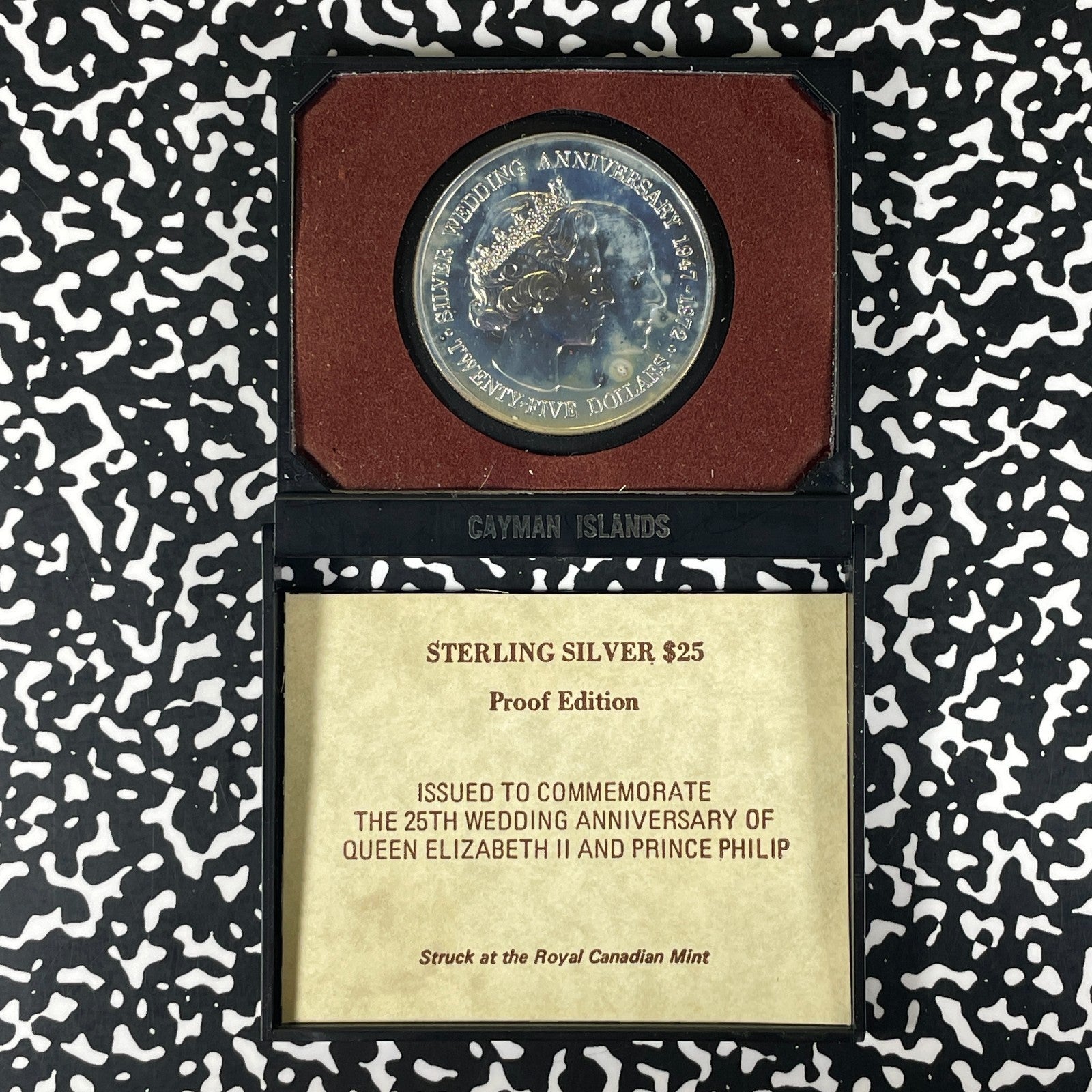 1972 Cayman Islands $25 Dollars Proof Set Lot#B3343 Silver! With Case & C.O.A.