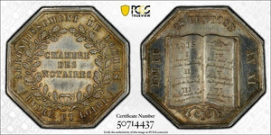 "An XI" France Notaries Of Indre Et Loire Jeton PCGS MS63 Lot#G9427 Silver!