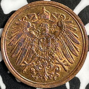 1900-F Germany 1 Pfennig Lot#D7008 High Grade! Beautiful!