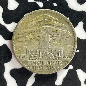 1929 Lebanon 10 Piastres Lot#T7515 Silver!