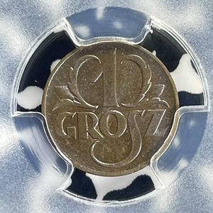 1923 Poland 1 Grosz PCGS MS64BN Lot#G899 Choice UNC! Beautiful Toning!