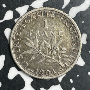 1904 France 1 Franc Lot#T6724 Silver!