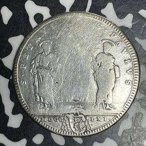 1761 Papal States 1 Testone Lot#T6143 Silver! Cleaned, KM#1001