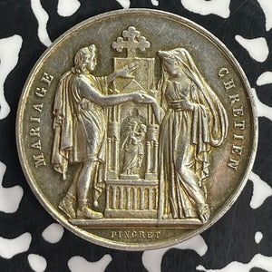 Undated France Marriage Medal Lot#T8165 Silver! 31mm