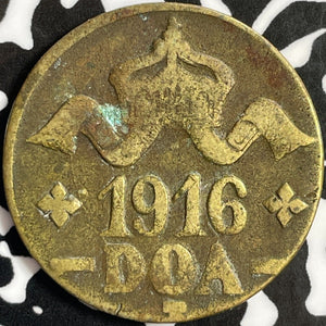 1916-T German East Africa 20 Heller Lot#D9212 Brass