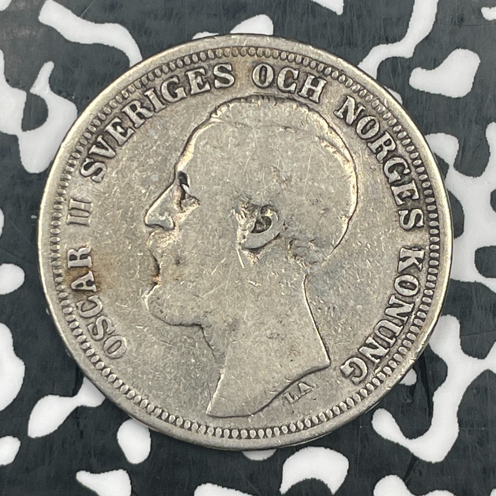 1880 Sweden 2 Kroner Lot#JM2293 Silver! Scarce! KM#749