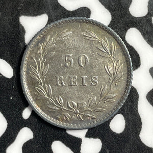 1886 Portugal 50 Reis Lot#E2270 Silver!