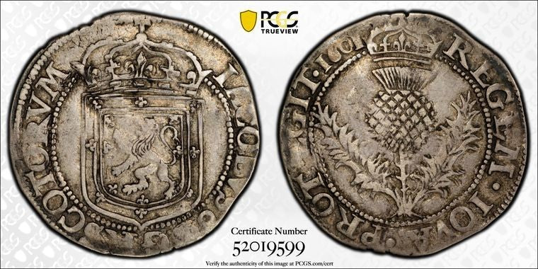 1601 Scotland James VI 1 Merk PCGS VF35 Lot#G1585 Silver! S-5497