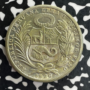 1926 Peru 1 Sol Lot#C0992 Large Silver! High Grade! Beautiful!
