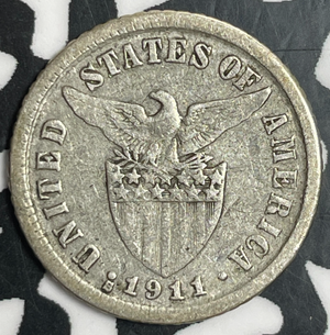 1911-S U.S. Philippines 10 Centavos Lot#T2647 Silver!