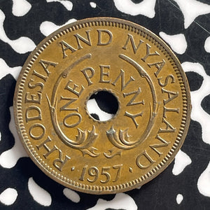 1957 Rhodesia & Nyasaland 1 Penny Lot#C0837
