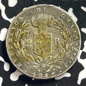 1843-So Chile 2 Reales Lot#JM0029 Silver! Scarce! Deposits